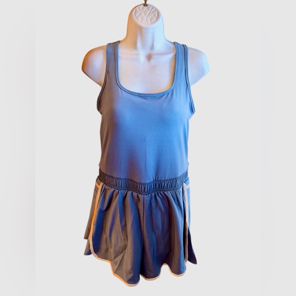 Rae Mode Athletic Romper Size Large Blue Elastic Waistband Tank Style Flowy New - Picture 3 of 11